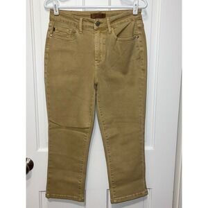 Judy Blue Tan Garment Dyed Straight Leg Jeans Capris Khaki High Rise size 7/28